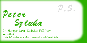 peter szluka business card